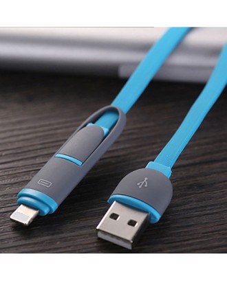 2 in 1 Multi-color Micro USB Cable Sync Data Charger Cable For IPhone 5 6 7 8 X For Samsung Xiaomi LG Android Phone