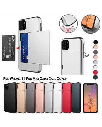 For iPhone 11 Pro Max Case Card Holder Slot Armor Detachable Shockproof Slim Cover