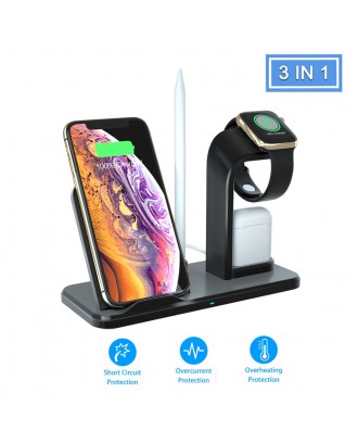 Removable 3 in 1 Wireless Charger Dock Stand Station Fast Charging For iphone iWatch Airpod