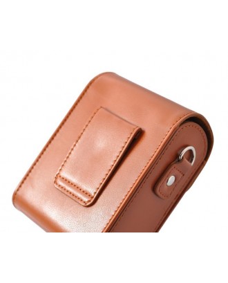 Simple PU Leather Shoulder Bag for Mirrorless Camera - Brown