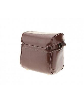 Vintage Style Leather Shoulder Bag for DSLR Camera - Dark Brown