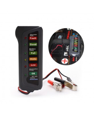 12V Car Digital Battery 6 LED Lights Display Alternator Tester Diagnostic Tool